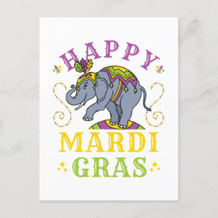 Mardi Gras Elephant Carnival Postcard