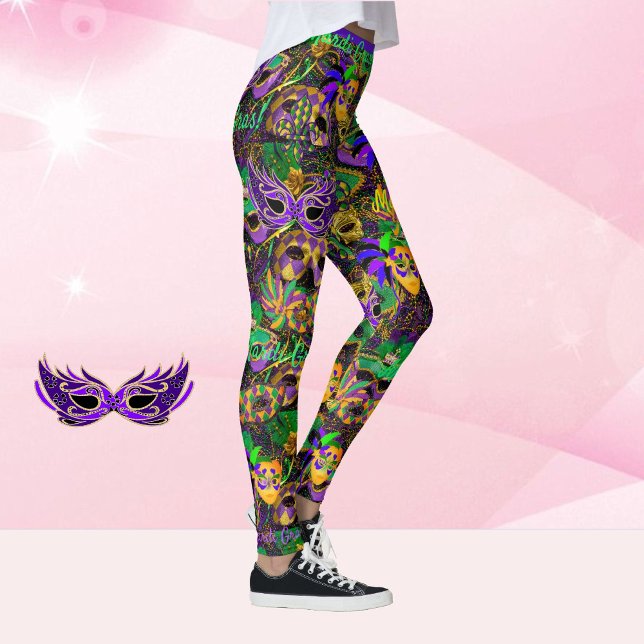Mardi Gras Everything Beads Masks Party Leggings (Creator Uploaded)