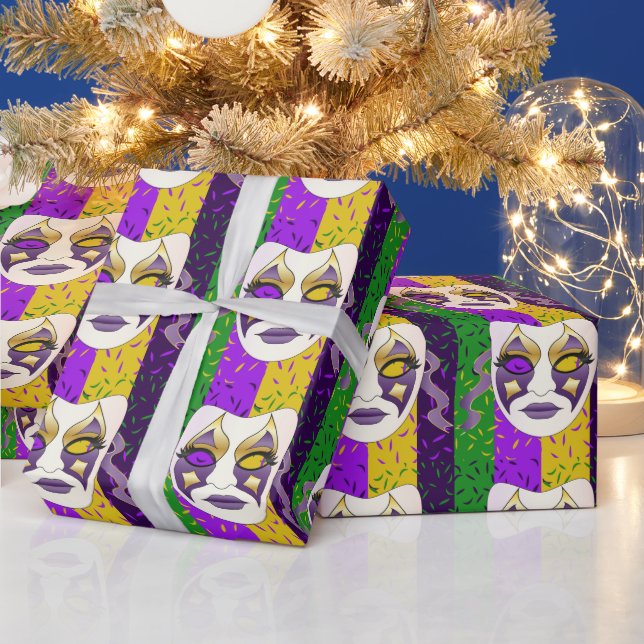 mardi gras face Throw Pillow Wrapping Paper (Holidays)