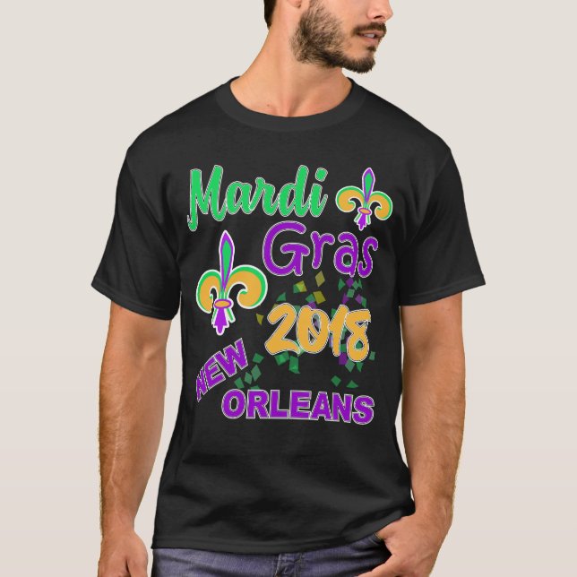 Mardi Gras Fat Tuesday 2018 Celebration Costume T-Shirt (Front)