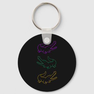 Mardi Gras Fat Tuesday Alligators Purple Green And Key Ring