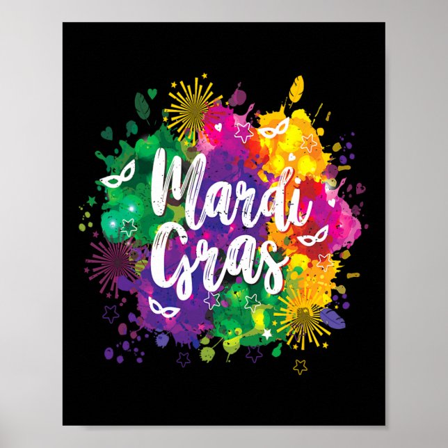 Mardi Gras Fat Tuesday New Orleans Mobile Carnival Poster (Front)