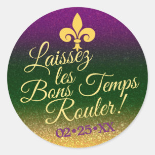 Mardi Gras Fat Tuesday   Party Favour Sticker