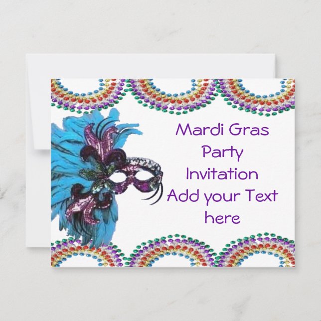 Mardi Gras Fat Tuesday Party Invitation (Front)