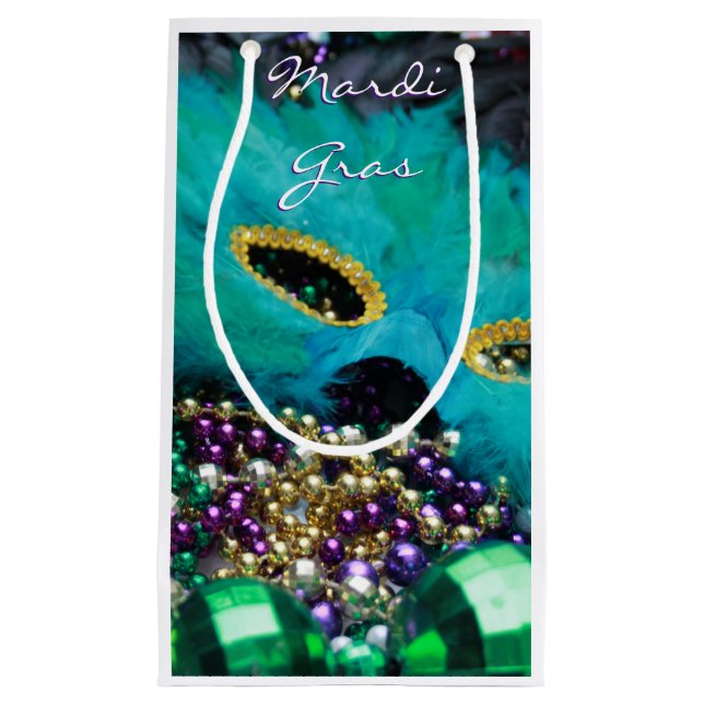 Mardi Gras Feather Mask and Beads Gift Bags (Front)