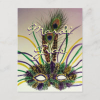 Mardi Gras Feather Mask Customised Party Invites