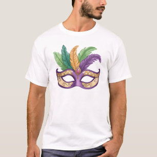 Mardi Gras Feather Mask Illustration T-Shirt