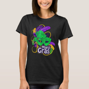 Mardi Gras Feathers Mask Beads New Orleans Festiva T-Shirt