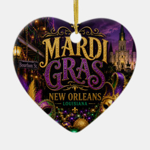 Mardi Gras Festival New Orleans Louisiana Ceramic Tree Decoration