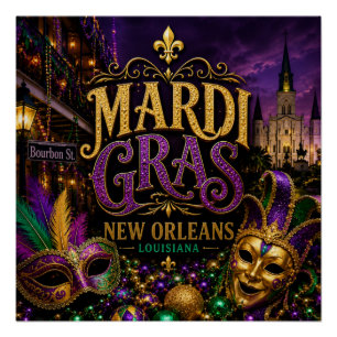 Mardi Gras Festival New Orleans Louisiana Poster