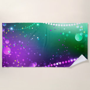 Mardi Gras Festive Purple Background Beach Towel