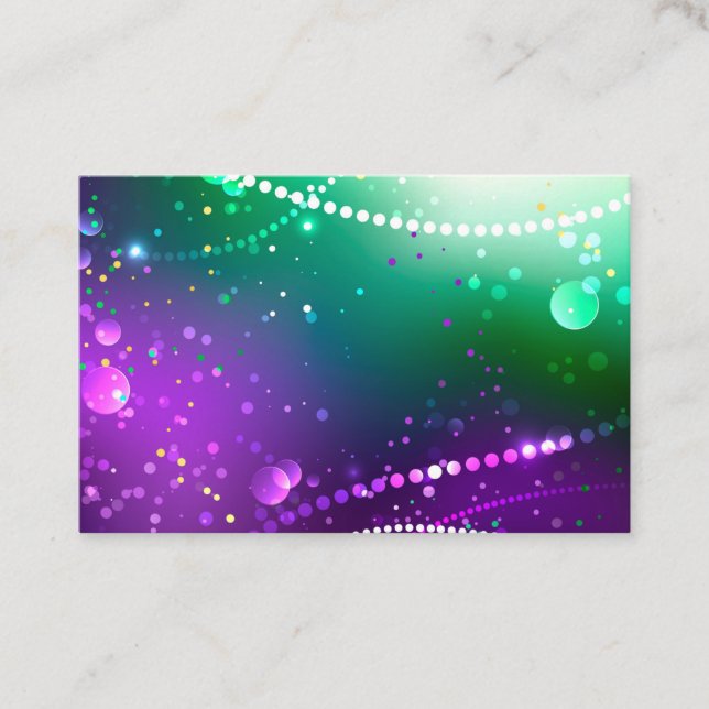 Mardi Gras Festive Purple Background Business Card (Front)