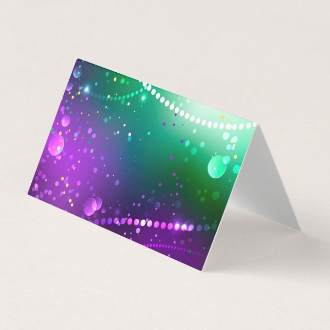 Mardi Gras Festive Purple Background Business Card (Front)
