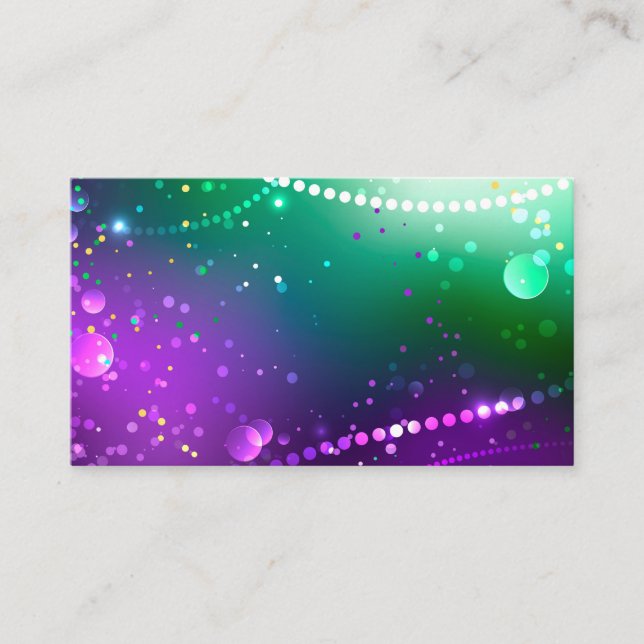 Mardi Gras Festive Purple Background Business Card (Front)