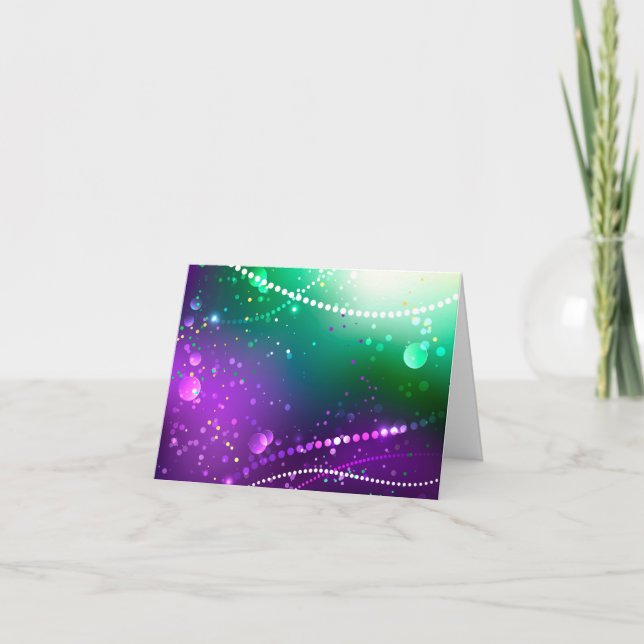 Mardi Gras Festive Purple Background Card (Front)