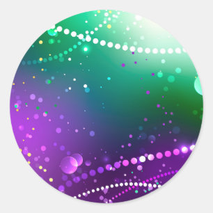 Mardi Gras Festive Purple Background Classic Round Sticker