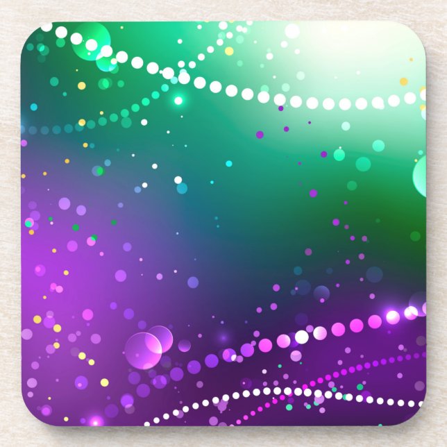 Mardi Gras Festive Purple Background Coaster (Front)