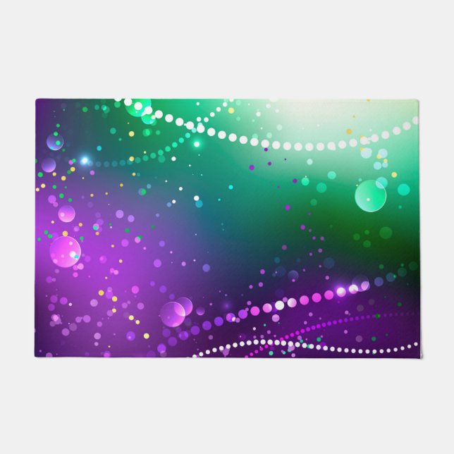 Mardi Gras Festive Purple Background Doormat (Front)