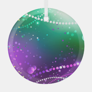 Mardi Gras Festive Purple Background Glass Tree Decoration