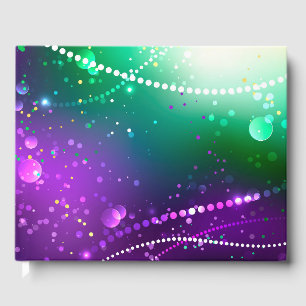 Mardi Gras Festive Purple Background Guest Book