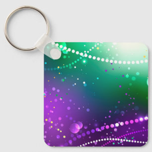 Mardi Gras Festive Purple Background Key Ring