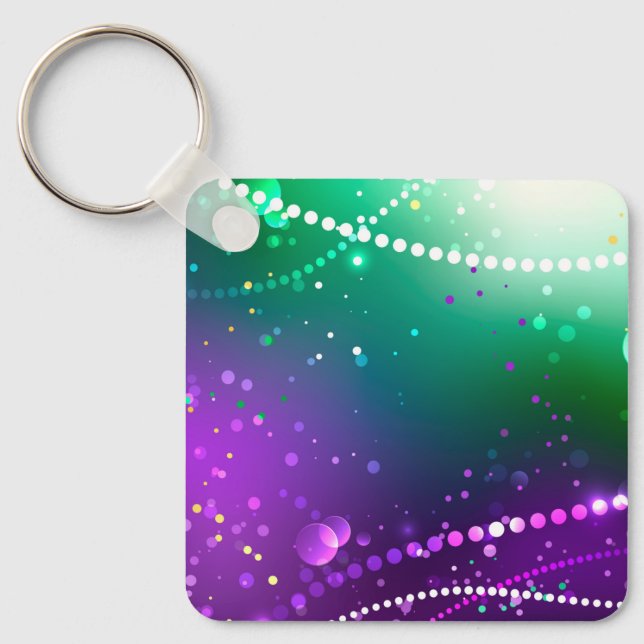 Mardi Gras Festive Purple Background Key Ring (Front)
