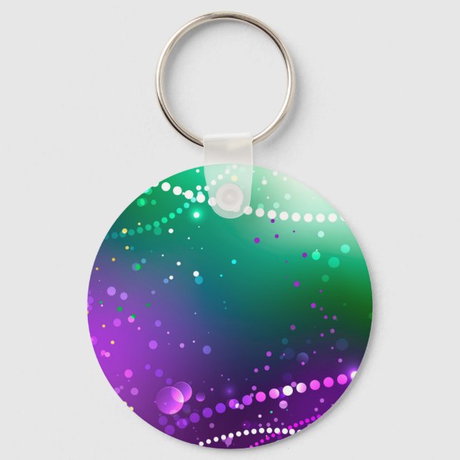 Mardi Gras Festive Purple Background Key Ring (Front)