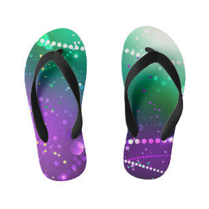 Mardi Gras Festive Purple Background Kid's Jandals