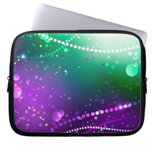 Mardi Gras Festive Purple Background Laptop Sleeve