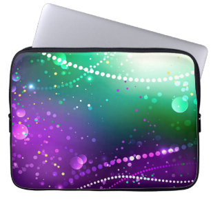 Mardi Gras Festive Purple Background Laptop Sleeve
