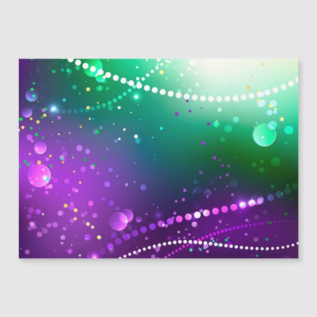 Mardi Gras Festive Purple Background Magnetic Invitation (Front)
