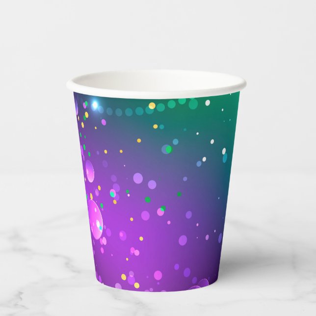 Mardi Gras Festive Purple Background Paper Cups (Front)