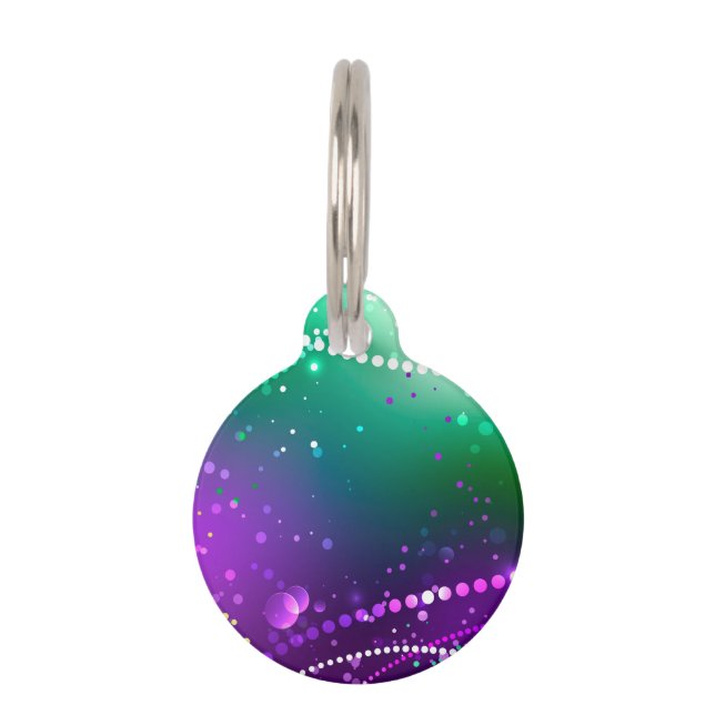 Mardi Gras Festive Purple Background Pet Tag (Front)