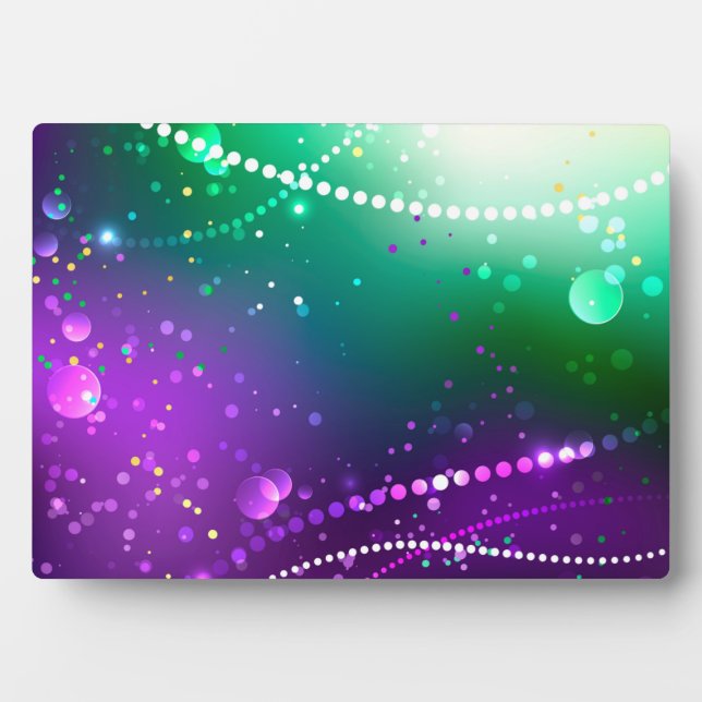 Mardi Gras Festive Purple Background Plaque (Front)