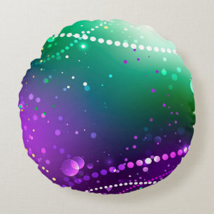 Mardi Gras Festive Purple Background Round Cushion