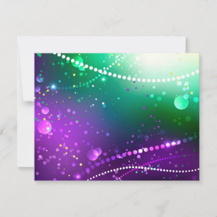 Mardi Gras Festive Purple Background RSVP Card