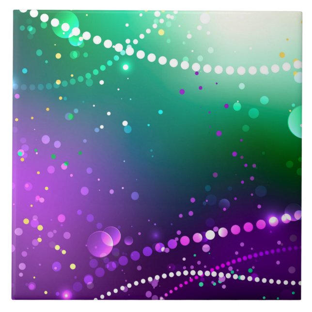 Mardi Gras Festive Purple Background Tile (Front)