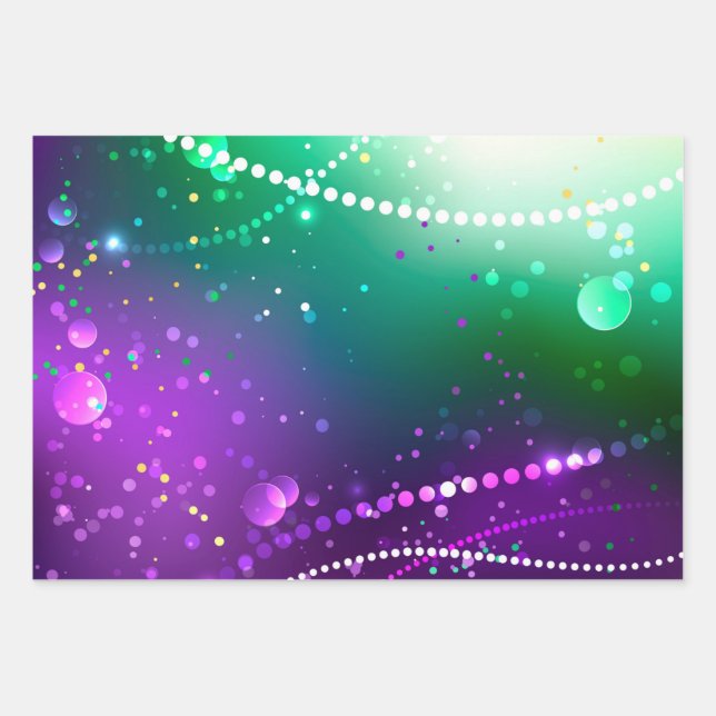 Mardi Gras Festive Purple Background Wrapping Paper Sheet (Front)