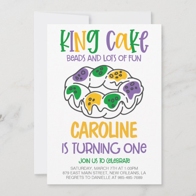 Mardi Gras First Birthday Invitation (Front)