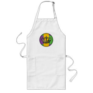 Mardi Gras Flag Crown Long Apron