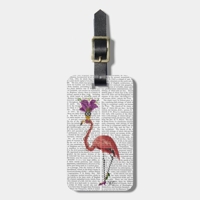 Mardi Gras Flamingo Full Luggage Tag (Front Vertical)