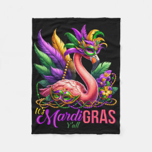Mardi Gras Flamingo Hawaiian Tropical Party Men Wo Fleece Blanket