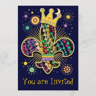 Mardi Gras Fleur Celebrate Invitation