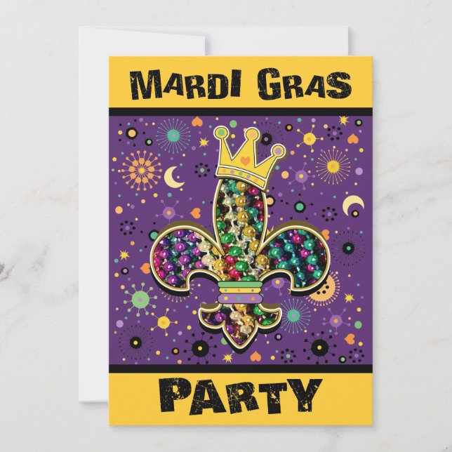 Mardi Gras Fleur Celebrate Invitation (Front)