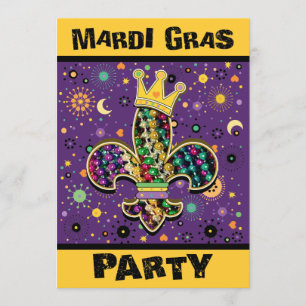 Mardi Gras Fleur Celebrate Invitation