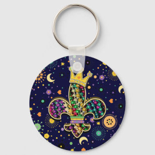 Mardi Gras Fleur Celebrate Key Ring
