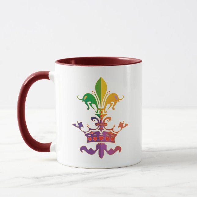 Mardi Gras Fleur de Crown Mug (Left)
