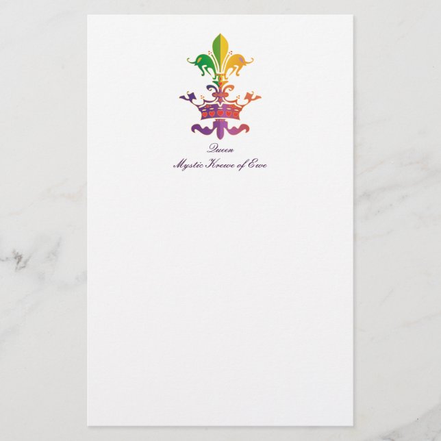 Mardi Gras Fleur de Crown Stationery (Front)