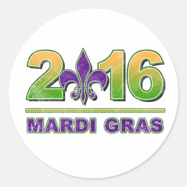 Mardi Gras Fleur-de-Lis 2016 Sticker (Front)
