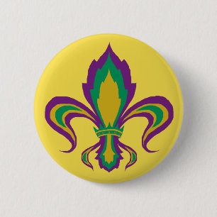Mardi Gras Fleur De Lis 6 Cm Round Badge
